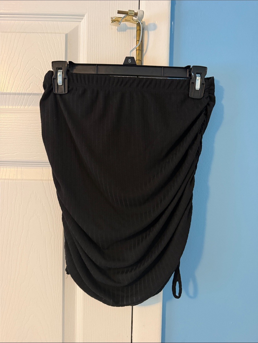 Black Ruched Mini Skirt - Women